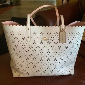 Coach laser cut tote bag